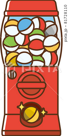 赤色のカプセルトイマシンのイラスト 81728110