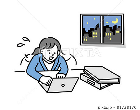 残業する男性のイラスト(仕事、ビジネス、資料作成、会議、疲れ、忙しい、イライラ、失敗、多忙) 残業する男性のイラスト(仕事、ビジネス、資料作成、会議、疲れ、忙しい、イライラ、失敗、多忙) 81728170