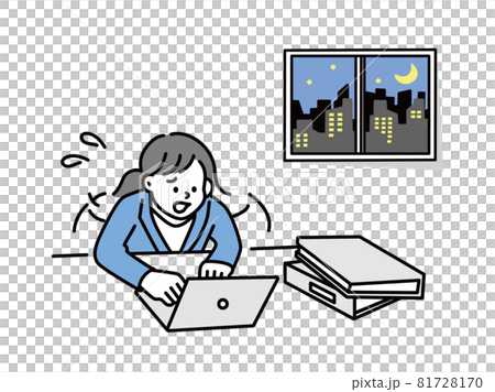 残業する男性のイラスト(仕事、ビジネス、資料作成、会議、疲れ、忙しい、イライラ、失敗、多忙) 残業する男性のイラスト(仕事、ビジネス、資料作成、会議、疲れ、忙しい、イライラ、失敗、多忙) 81728170