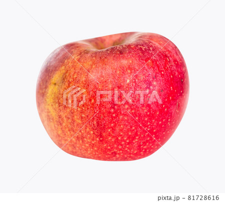 whole ripe red apple fruit on plate on white background whole ripe red apple fruit on plate on white background 81728616