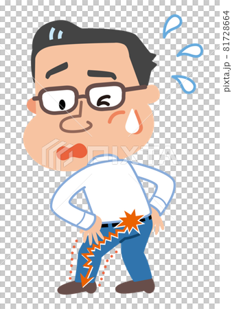 坐骨神経痛で足先まで痛みだした中年男性のイラスト 81728664