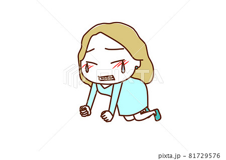 四つん這いで悔しく歯を食いしばって泣いている白人女性 四つん這いで悔しく歯を食いしばって泣いている白人女性 81729576