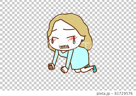四つん這いで悔しく歯を食いしばって泣いている白人女性 四つん這いで悔しく歯を食いしばって泣いている白人女性 81729576