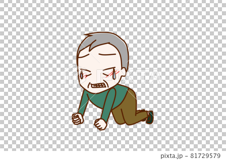 四つん這いで悔しく歯を食いしばって泣いている高齢の男性 四つん這いで悔しく歯を食いしばって泣いている高齢の男性 81729579