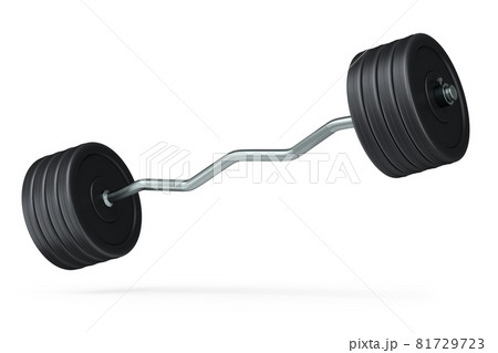 Abstract metal barbell with shaped handle isolated on white background Abstract metal barbell with shaped handle isolated on white background 81729723