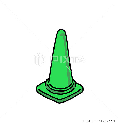 緑色のカラー三角コーンのイラストのイラスト素材