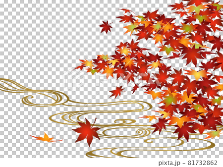 裝飾背景秋天的葉子和流水 81732862