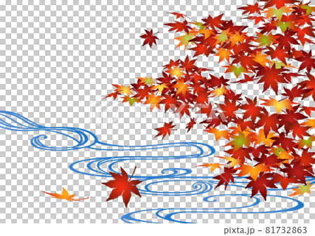 Decorative background-autumn leaves and running water 81732863