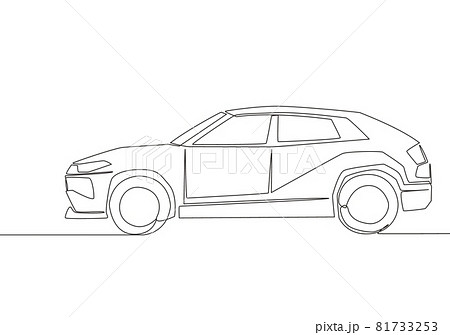 Single line drawing of tough 4x4 speed jeep wrangler car. Adventure offroad  rally vehicle transportation concept. One continuous line draw design Stock  Vector