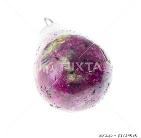 macro photography of natural mineral from geological collection - tumbled zoisite (anyolite) cabochon on white background macro photography of natural mineral from geological collection - tumbled zoisite (anyolite) cabochon on white background 81734030