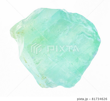 macro photography of natural mineral from geological collection - rough green Calcite stone on white background macro photography of natural mineral from geological collection - rough green Calcite stone on white background 81734626