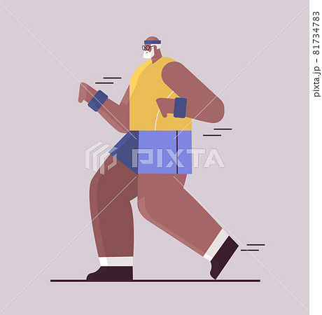 senior african american man in sportswear running grandfather pensioner doing physical exercises active old age 81734783