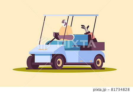 Senior African American Man Driving Buggy On のイラスト素材