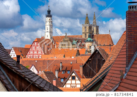 Rothenburg ob der Tauber. The old famous medieval town on a sunny day. Rothenburg ob der Tauber. The old famous medieval town on a sunny day. 81734841