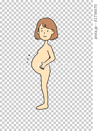 笑顔の裸の妊婦のイメージイラスト 81736070