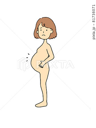 困り顔の裸の妊婦のイメージイラスト 困り顔の裸の妊婦のイメージイラスト 81736071