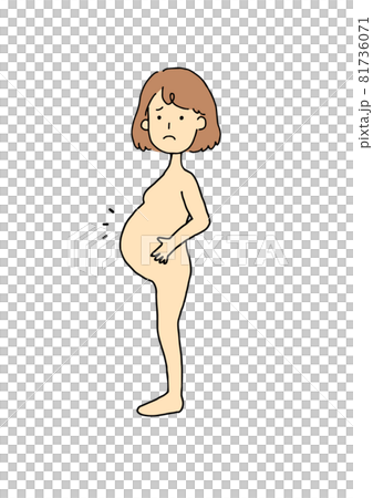 困り顔の裸の妊婦のイメージイラスト 困り顔の裸の妊婦のイメージイラスト 81736071