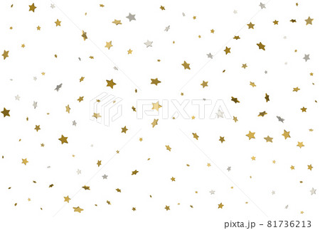 Light gold glitter confetti background. 3d stars. 81736213