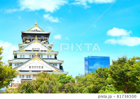 大阪市、大阪城とその周辺の風景 大阪市、大阪城とその周辺の風景 81736500