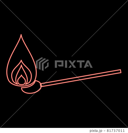 Neon burning match red color vector illustration  81737011