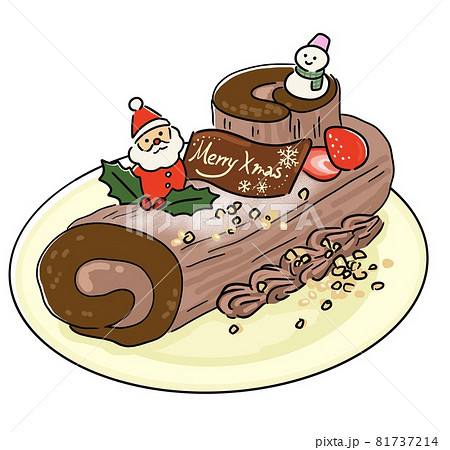 クリスマスケーキ ブッシュドノエルのイラスト素材