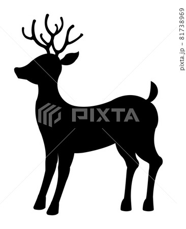 クリスマス素材 トナカイ 鹿のシルエットイラストのイラスト素材