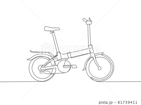Single continuous line drawing of folding bicycle logo. Two cycle transportation concept. One line draw design graphic vector illustration Single continuous line drawing of folding bicycle logo. Two cycle transportation concept. One line draw design graphic vector illustration 81739411