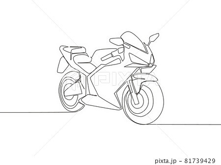One continuous line drawing of luxury sporty motorbike for racing logo. Big sport motorcycle concept. Single line draw design vector illustration 81739429