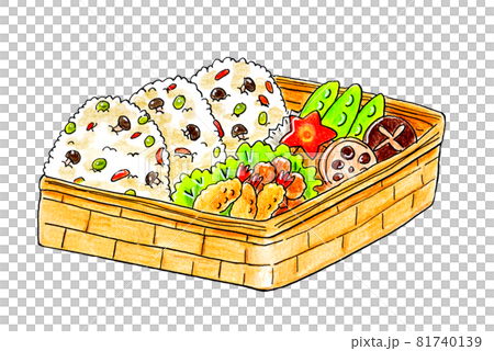 秋の行楽弁当の手描きイラストのイラスト素材