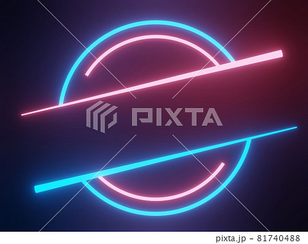 3d render of RGB neon light on darkness background. Abstract Laser lines show at night. Ultraviolet spectrum beam scene 81740488