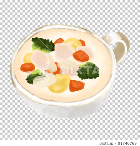 水彩イラスト　クリームシチュー(ホワイトシチュー) 81740769