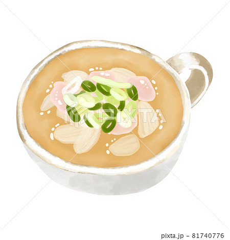 水彩イラスト 鶏白湯スープ(パイタン) 水彩イラスト 鶏白湯スープ(パイタン) 81740776