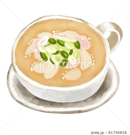 水彩イラスト　鶏白湯スープ(パイタン) 81740838