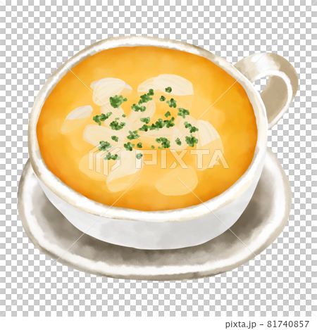 水彩イラスト　オニオンスープ(コンソメスープ) 81740857