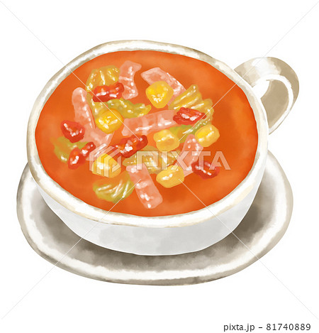 水彩イラスト ミネストローネ(野菜スープ) 水彩イラスト ミネストローネ(野菜スープ) 81740889