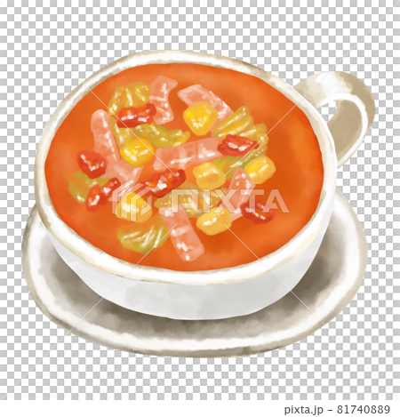 水彩イラスト ミネストローネ(野菜スープ) 水彩イラスト ミネストローネ(野菜スープ) 81740889