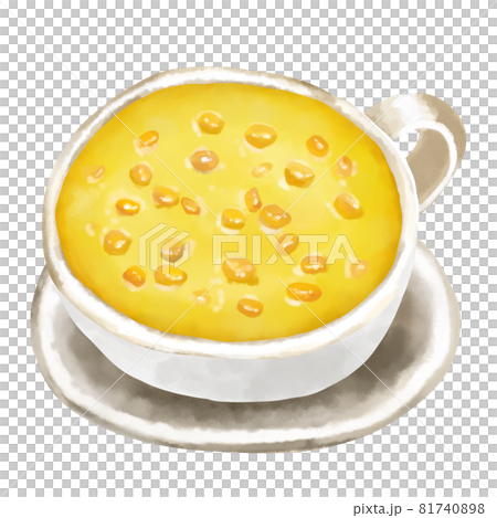 水彩插圖玉米湯配穀物（玉米濃湯） 81740898