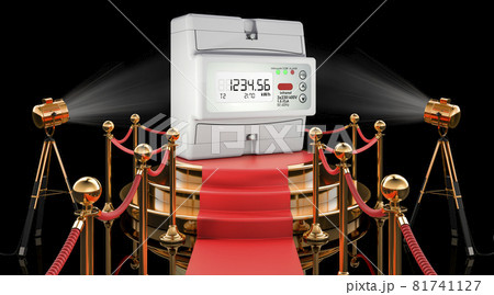 Electric meter on the podium, 3D rendering 81741127