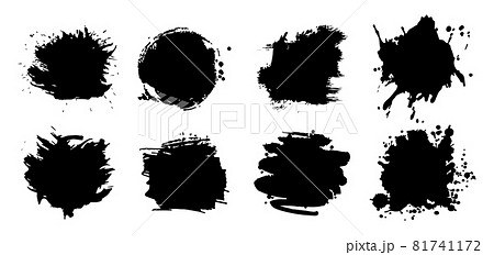 Set of black ink blot on white background, realistic vector illustration 81741172