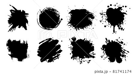 Set of black ink blot on white background, realistic vector illustration Set of black ink blot on white background, realistic vector illustration 81741174