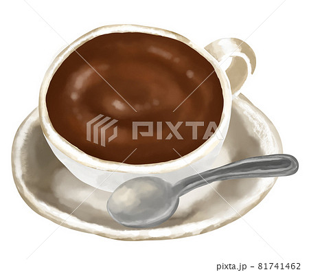 水彩イラスト コーヒーカップに入ったコーヒーのイラスト素材