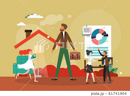 Work and life balance concept flat vector...のイラスト素材 [81741904] - PIXTA