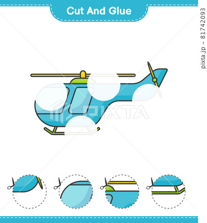Cut and glue, cut parts of Helicopter and glue them. Educational children game, printable worksheet, vector illustration 81742093