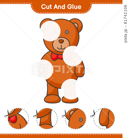Cut and glue, cut parts of Teddy Bear and glue them. Educational children game, printable worksheet, vector illustration Cut and glue, cut parts of Teddy Bear and glue them. Educational children game, printable worksheet, vector illustration 81742106