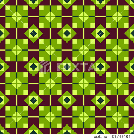 Illustration of green and purple toned geometric seamless pattern 81743401
