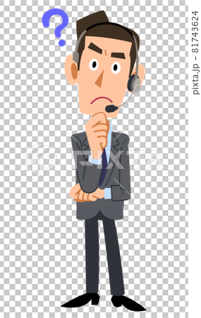 疑問を持つヘッドセットを装着した男性オペレーター 81743624