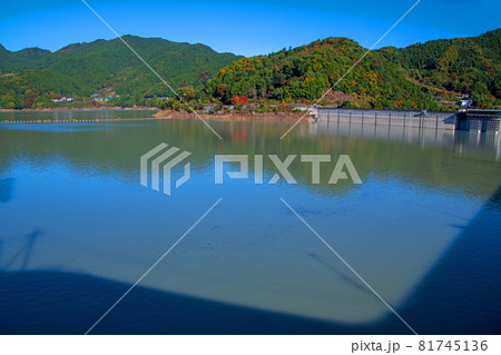 神流湖　下久保ダム　秋の風景　紅葉の季節　　 81745136