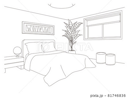 寝室の線画ベクターイラスト 81746836