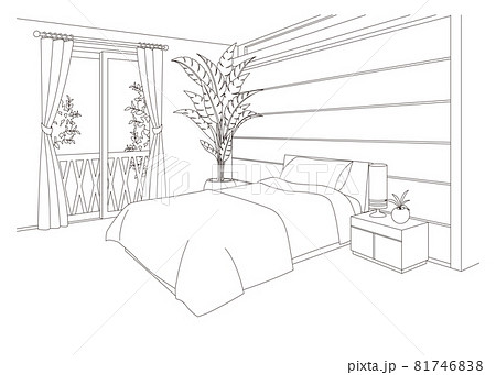 寝室の線画ベクターイラスト 81746838