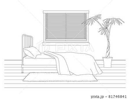 寝室の線画ベクターイラストのイラスト素材